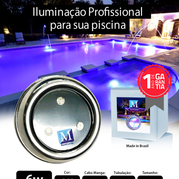 Led Para Piscina 6w Cor Rgb Inox 60mm Leroy Merlin