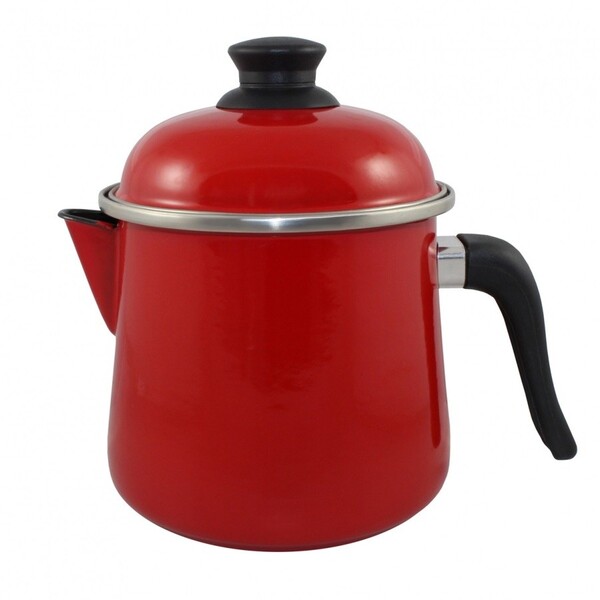 Leiteira Aço Esmaltado Bojuda 2 Litros Vermelho Ewel