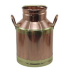 Leiteira Cobre Puro Detalhe E Alças Em Latão Com Tampa M N02