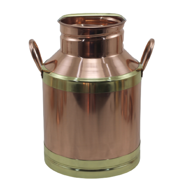 Leiteira Cobre Puro Detalhe E Alças Em Latão Com Tampa P N03