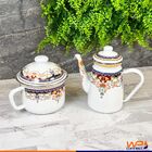 Leiteira Esmaltada Mehndi Indiano Elegance Branca 1 2 Litros