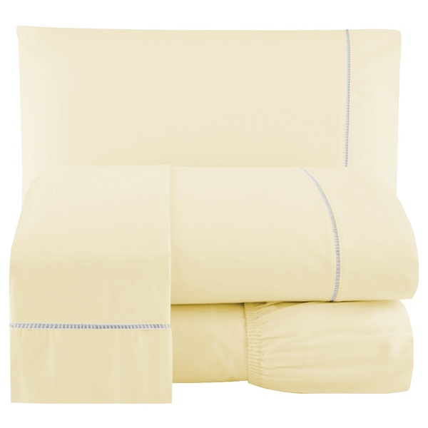 Lençol 3 Peças Casal 400 Fios Bege Toque Suave Ponto Palito C