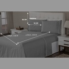 Lençol 3 Peças King 400 Fios Prata Toque Suave Ponto Palito C