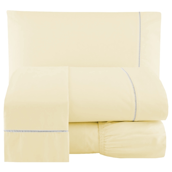 Lençol 4 Peças Casal 400 Fios Bege Toque Suave Ponto Palito C