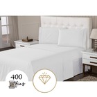 Lençol 4 Peças Queen 400 Fios Branco Toque Suave Ponto Palito