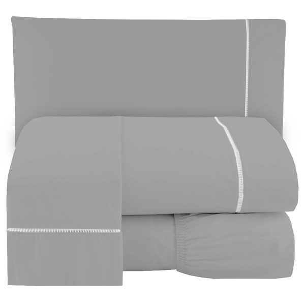 Lençol 4 Peças Queen 400 Fios Prata Toque Suave Ponto Palito