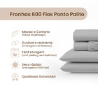 Lençol 600 Fios Micro Percal Paquistanes Cinza Ponto Palito D