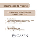 Lençol Airbnb 3 Pçs 600 Fios Casen Ponto Palito King Branco