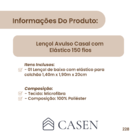 Lençol Avulso Casal Com Elástico 150 Fios Casen Branco