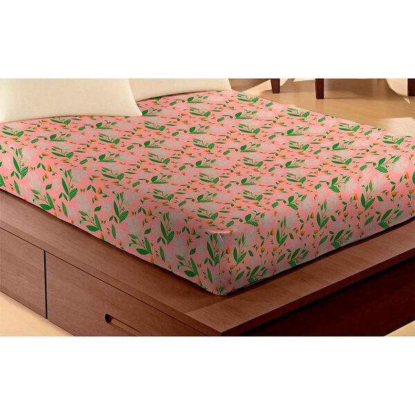 Lençol Avulso Microfibra Com Elástico Queen Floral Camesa