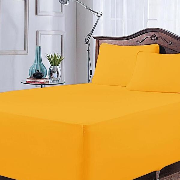 Lençol Cama Box Dispensa Saia Solteiro 2 Peças Amarelo