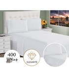 Lençol Casal 4 Peças Branco 400 Fios Toque Macio Ponto Palito