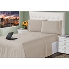 Lençol Casal 4 Peças Marfim 400 Fios Toque Macio Ponto Palito