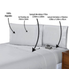 Lençol Casal 500 Fios 4 Peças 40cm Altura - Cinza Claro