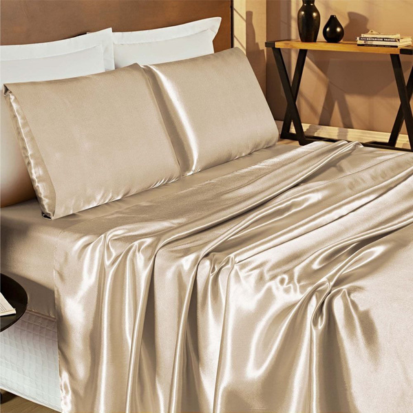 Lençol Cetim Charmousse La Fiori King 4 Peças - Prata - 100%