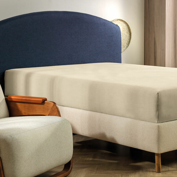 Lençol Com Elástico Queen Altenburg Malha Fio Penteado Bege N