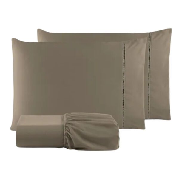 Lençol Com Fronha 400 Fios Ponto Palito 3 Peças Casal