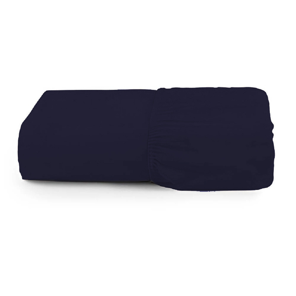 Lençol De Baixo Avulso Casal Queen Com Elástico Azul Marinho