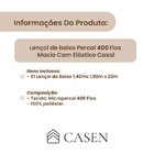 Lençol De Baixo Percal 400 Fios Macio Com Elástico Casal  Rosê
