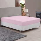 Lençol De Baixo Percal 400 Fios Macio Com Elástico Queen  Rosê