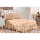 Lençol De Elástico Com Saia Casal Padrão 2 Em 1 Percal Cáqui