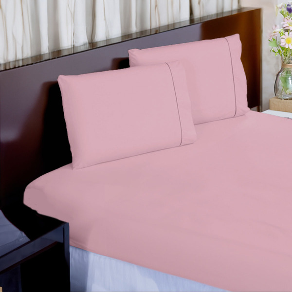 Lençol Hotel 3 Pçs 200 Fios Casen Ponto Palito Casal Rosê