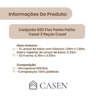 Lençol Hotel 3 Pçs 600 Fios Casen Ponto Palito Casal Cinza