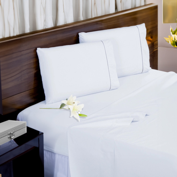 Lençol Hotel 4 Pçs 400 Fios Casen Ponto Palito Casal Branco