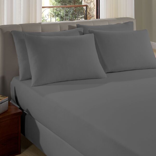 Lençol King Premium Fio Penteado Liso Vivaldi Cinza Un