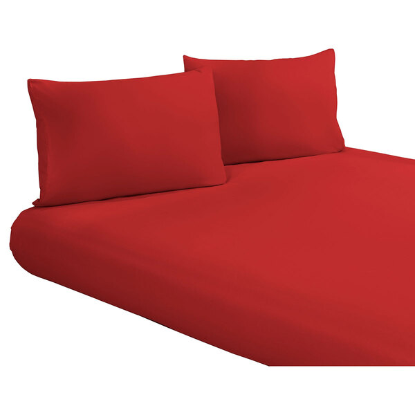 Lençol King Vermelho Com Elástico Tecido Microfibra 170 Fios