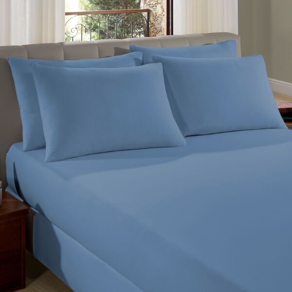 Lençol Liso King Com Elástico Vivaldi Azul Un