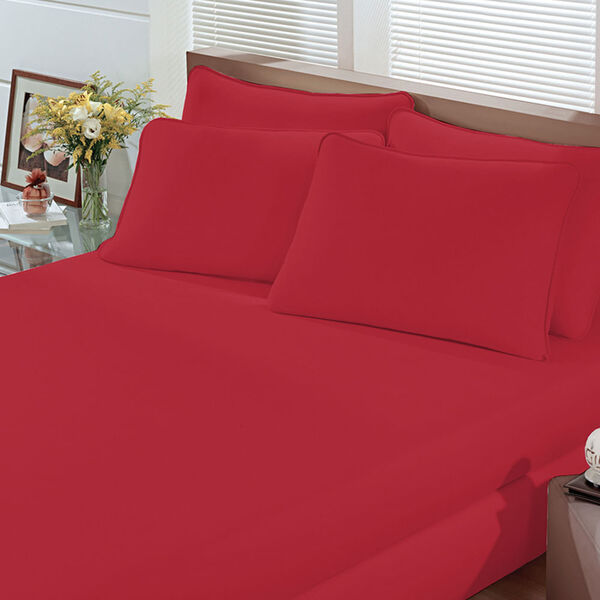 Lençol Malha Liso Com Elástico Casal Tomate Linha Cores Porta