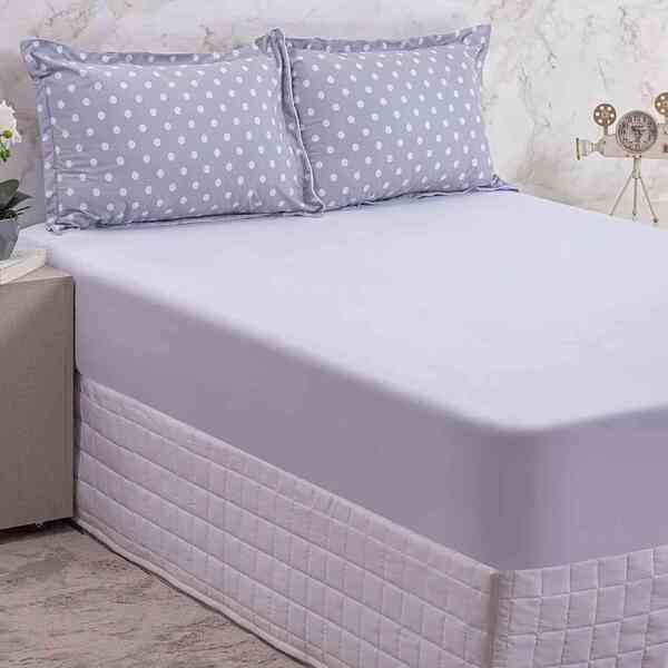 Lençol Malha Maria C/ Cinza Super King 3 Peças Bella Enxovais