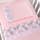 Lençol Para Mini Berço Menina Rosa De Malha 100% Algodão 3 Pe