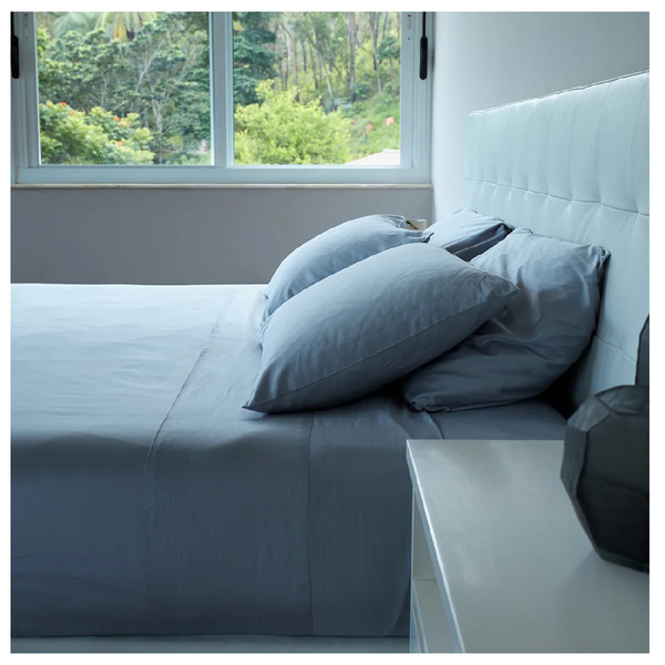 Lençol Percal 3 Pçs 400 Fios Casen Ponto Palito King Cinza