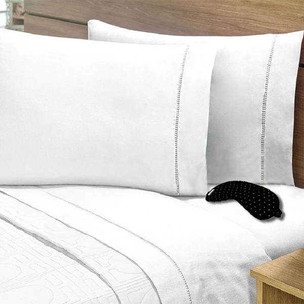 Lençol Ponto Palito 3 Pçs 400 Fios Pele De Pêssego  Para Cama