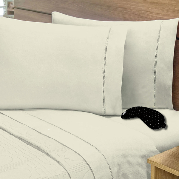 Lençol Ponto Palito  2 Pçs 400 Fios Pele De Pêssego  Solteiro