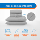 Lençol Ponto Palito  4 Pçs 400 Fios  King Cinza Casen