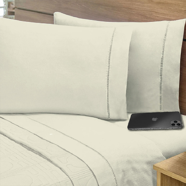 Lençol Ponto Palito  4 Pçs 400 Fios Lux  Para Cama De Casal K