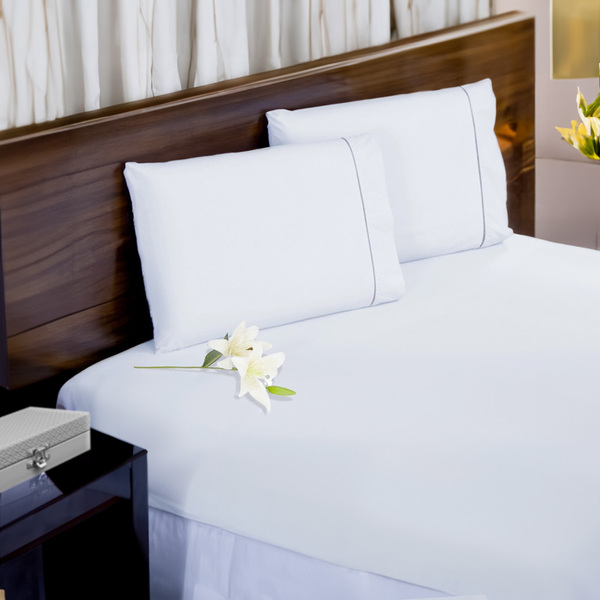 Lençol Pousada 3 Pçs 600 Fios Casen Ponto Palito Queen Branco