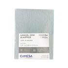 Lençol Queen 100% De Algodão Com Elástico Azul Camesa