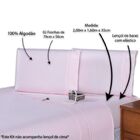 Lençol Queen 400 Fios 3 Peças - Rosa