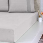 Lençol Queen Bella Cama Malha 100% Algodão 158x198x35cm Cinza
