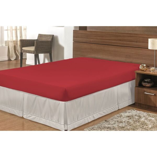 Lençol Queen Com Elastico Vermelho