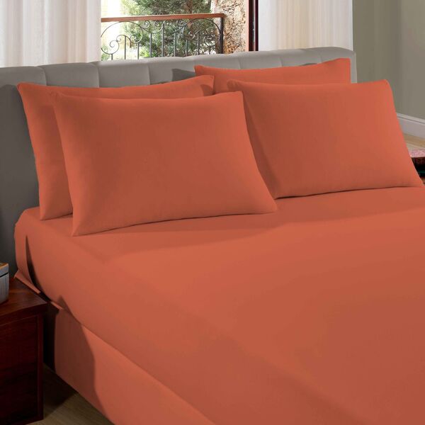 Lençol Queen Premium Fio Penteado Liso Vivaldi Laranja Un