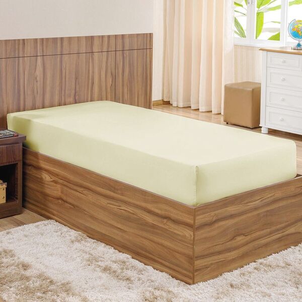 Lençol Solteiro Com Elástico Marfim