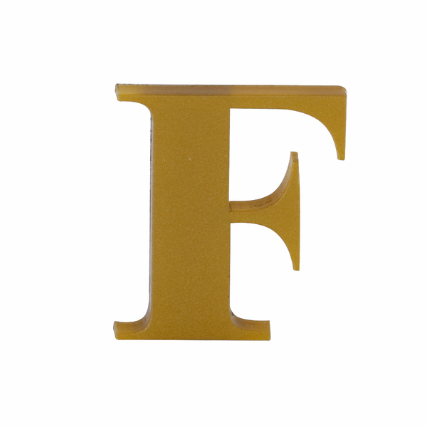 Letra Apartamento "F" 4cm Adesivo Acrílico Ouro