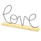 Letreiro De Metal Love Preto Fosco Base Madeira