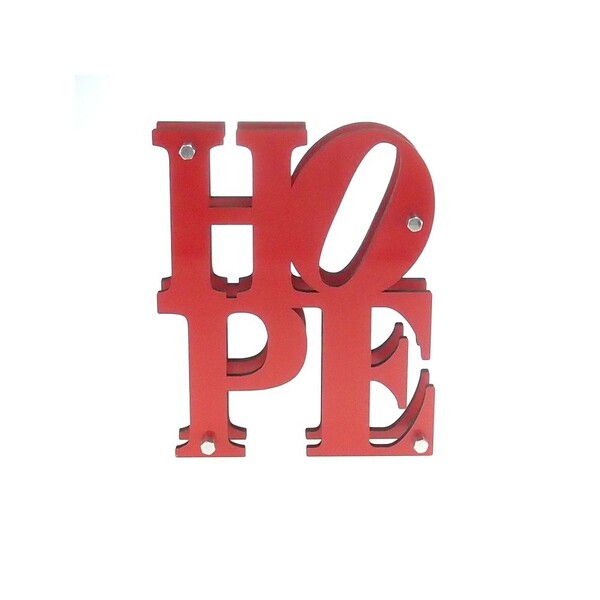 Letreiro Duplo Hope New York Vermelho Decoração 15x5x20cm