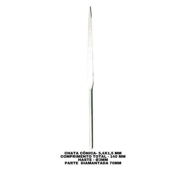 Lima Diamantada Profissional Individual Agulha 140mm - Chata